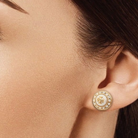 NWT TORY BURCH EARRINGS NATALIE GOLD, FAUX PEARL - Picture 5 of 5